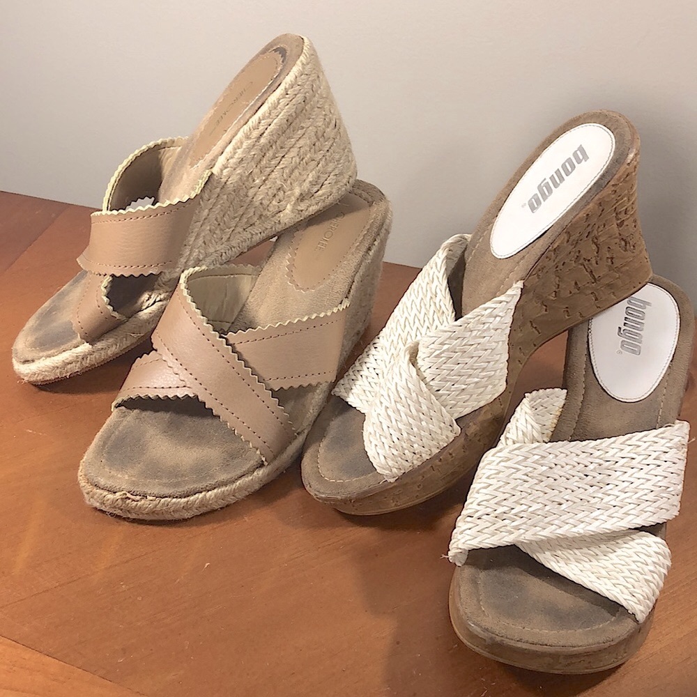 2 Pair - Bongo and Cherokee wedges women’s size 6.5